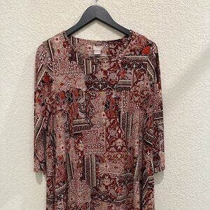 Chicos Women's Crew Neck Floral Multicolor Top Size 1